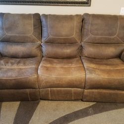 Italian Leather Electric Reclining Sofa And Oversized Loveseat