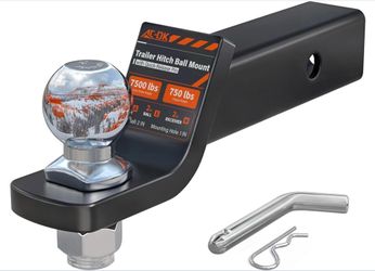 AC-DK Trailer Hitch Ball Mount For 2 Inch Receiver,2 Inch Drop Hitch,With 2-Inch Ball,7,500 Lbs Capacity Ball Hitch, 750lbs Tongue Weight,Includes Hit