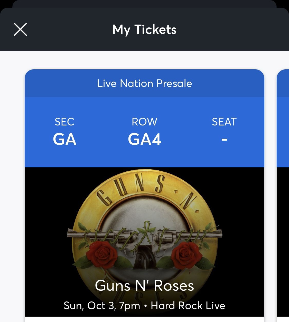 1 Or 2 Tickets For Guns N Roses Sunday 