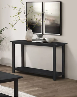Black Console Table with Storage Shelf
