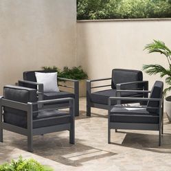 4 outdoor patio aluminum club chairs 