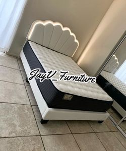 New queen bed frame with mattress