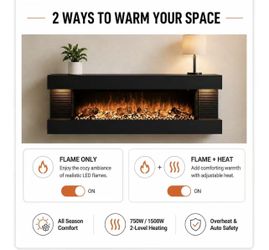 New, 50” Electric Fireplace Mantel