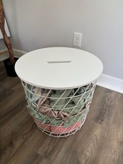 White Ikea Storage Table / Blanket Basket