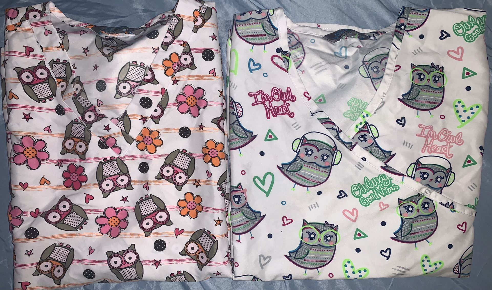 Owl Scrub Tops Size Medium