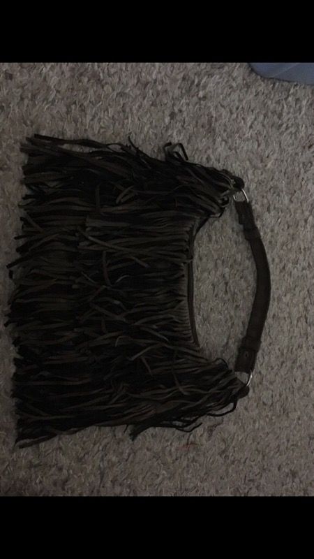 Brown Suede Fringe Purse