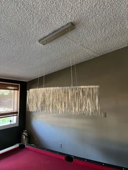 Modern Crystal Fringe Linear Chandelier | Dining Room Light Fixture