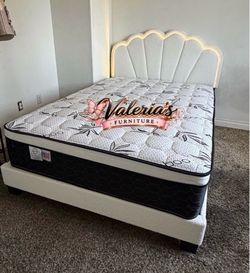New queen bed frame with mattress