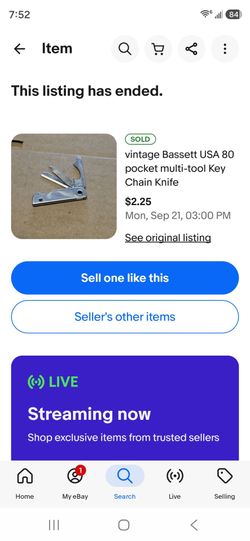 Vintage Bassett USA 80 Pocket Multi-Tool Key Chain Knife