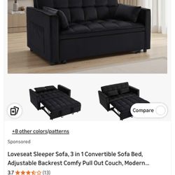 Loveseat Sleeper Sofa, 3 in 1 Convertible Sofa Bed, Adjustable Backrest Comfy Pull Out Couch, Modern Upholstered Sofa for Living Room Bedroom Apartmen