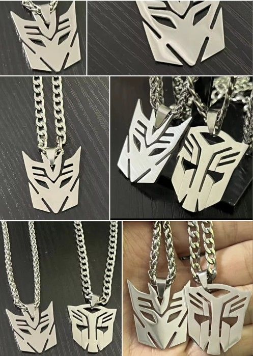 24" Stainless steel Transformers Autobot Decepticon Or Autobot Chain Necklace. The badges $25 SHIPPING AVAILABLE