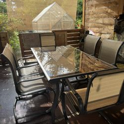 Glass patio Table With 6 Chairs