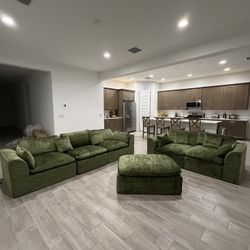 Olive Green Modular Sectional Living Room Couch 