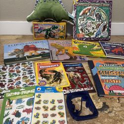 Set of Dinosaur Toys, Lego, puzzle and Books