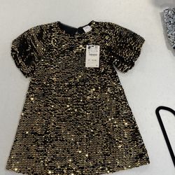 Zara Gold Sequence Dress Size 6