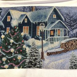 Outdoor Christmas Tapestry Scene On A Placemat