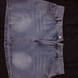 light wash mini jean skirt