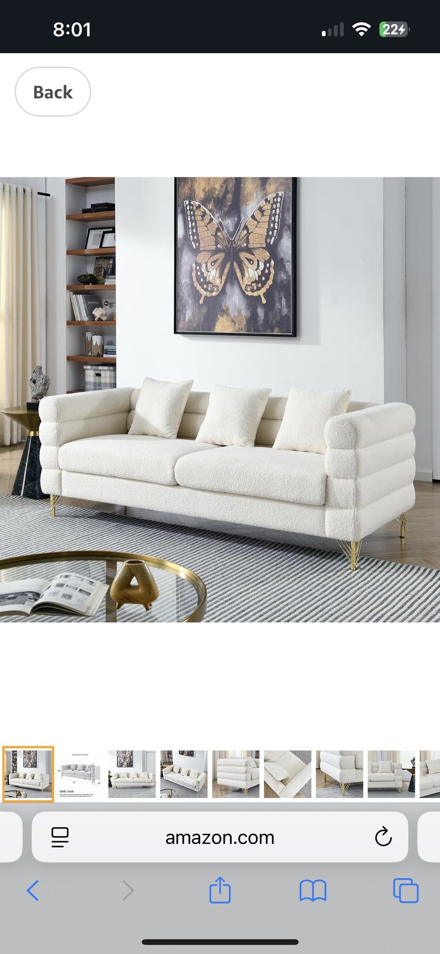 81 Inch 3 Seater Couch,Straight Shaped Sofas with 3 Pillows,Sofa Chair for Living Room Home Office Hotel Apartment