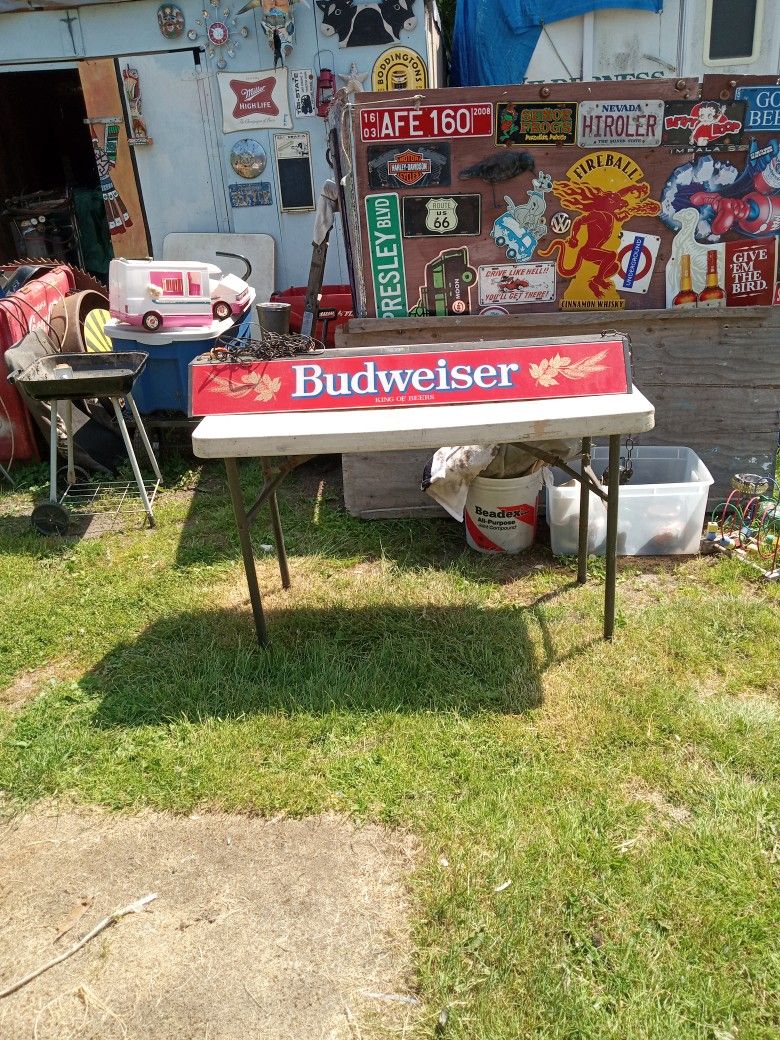 1970s Vintage Budweiser Pool Table Light Works Great $200 Or Best Offer Made In St Louis Missouri USA 4 Ft By 1 Ft By 5 In Tall