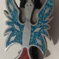 Vintage Bolo Tie Turquoise Eagle Native Design