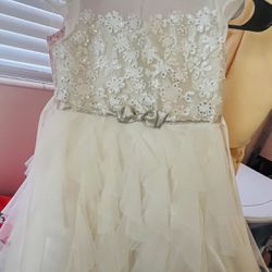Ivory And Silver Girl Dress Size 10