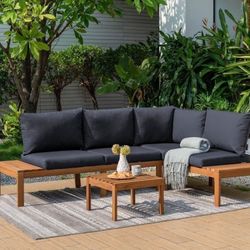 BRAND NEW 3 Pieces Seating Set Made Of 100% FSC Certified Wood With Olefin Cushions | Ideal Furniture Set For Outdoor