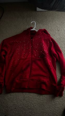 infected studios red rhinestone hoodie