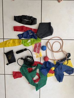Resistance Bands and Fitness Accessory Lot ; Jump rope