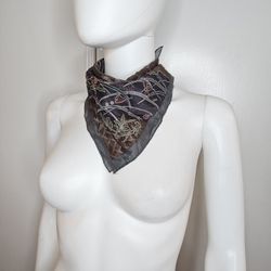 Elegant Printed Brown and Gray Square Scarf