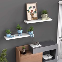  NEW - Set Of 2 White Floating Shelves 9.3” Deep - Retails For $43 Thumbnail