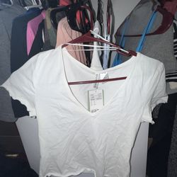 White T-shirt Crop Top Small 