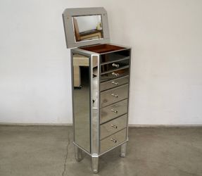 Hollywood Regency Mirror Jewelry Mirror Cabinet Dresser