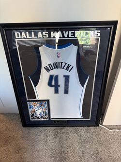 Dirk Nowitzki 41 Signed Dallas Mavericks Jersey Framed Shadow Box COA Autographed 35x43