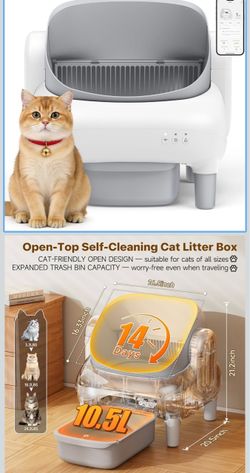 Automatic Cat Litter Box,Self Cleaning Litter Box for Multiple Cats with Open Top Design