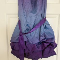 My Michelle Strapless Blue/Purple Ombre Formal Prom Dress with purple sash- size 7