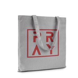 PRAY Elegant Canvas Tote Bag with Red Logo Print