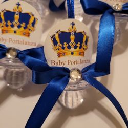 Royal Prince Personalized Baby Shower Pacifiers Guest Favor Necklaces 