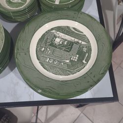 Antique Colonial Homestead by Royal Dishes Bowl Plate Set and Plate Assortment