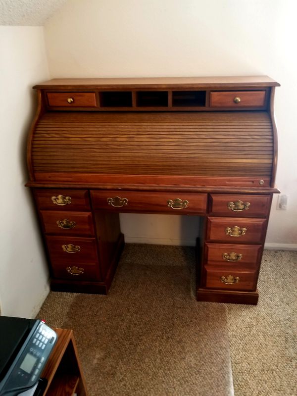 Dark Wood Roll Top Desk For In Littleton Co Offerup