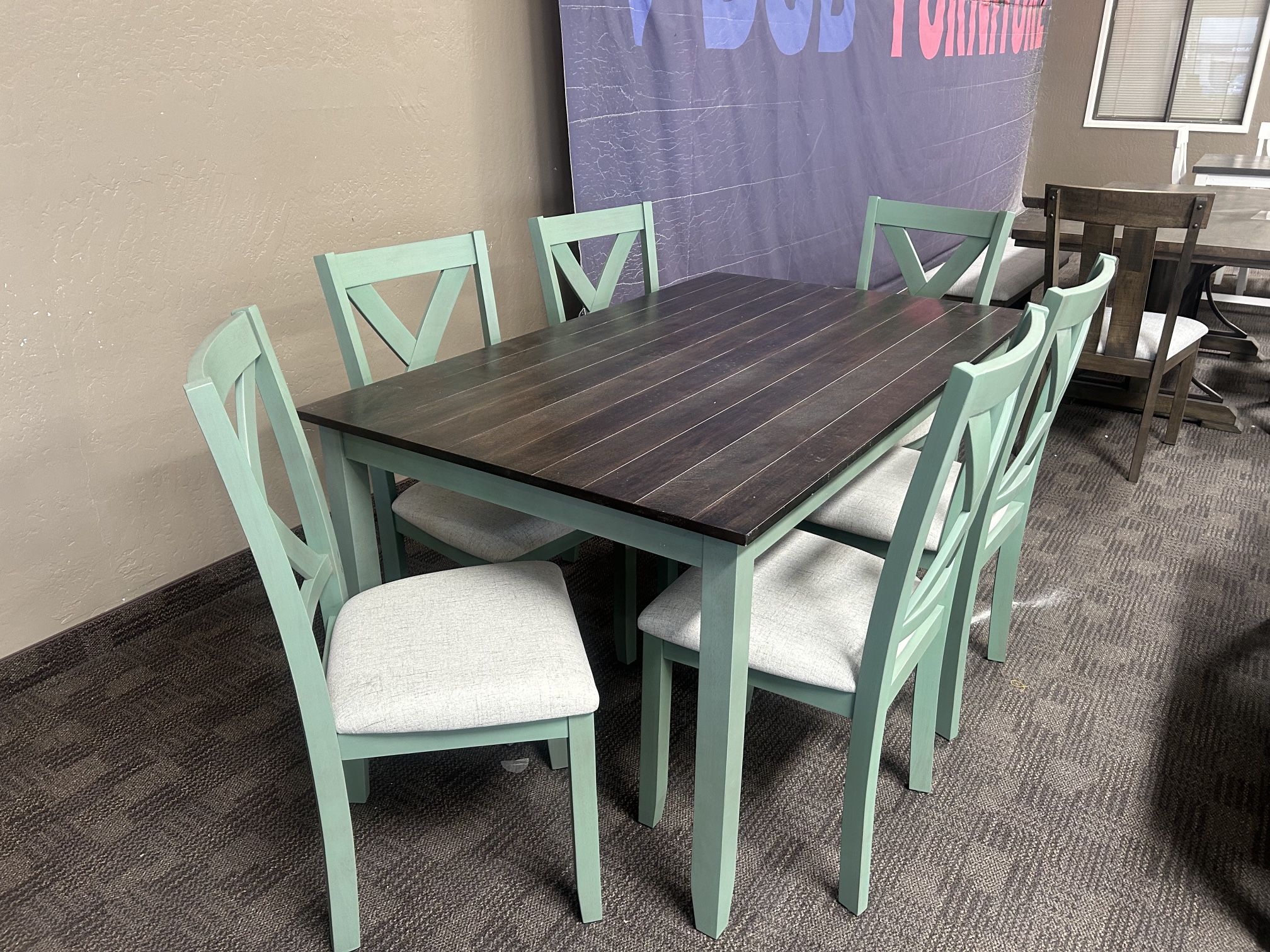 Teal And Brown Dining Kitchen Table