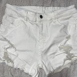 Shein white jean shorts size large 