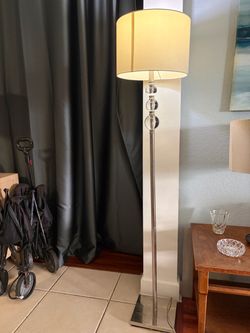 Crystal Ball Floor Lamp with Drum Shade