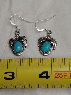 Navajo Sterling Silver Turquoise Dangling Earrings
