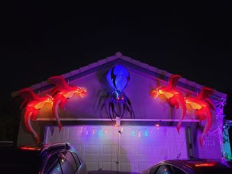 PENDING 6-Foot Gemmy Airblown Hanging Black and Purple Spider