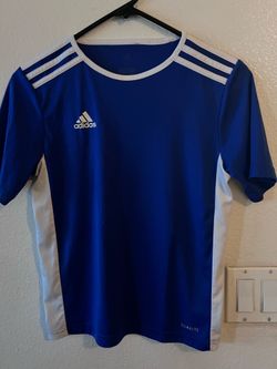 Adidas Kids Blue White Stripe Short Sleeve T-shirt