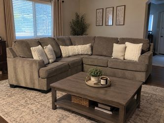 Gray Fabric L-Shaped Sectional Sofa