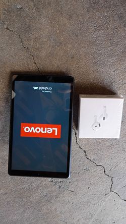 Air Pods and Lenovo Tablet