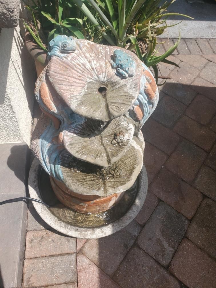 Beautiful Heavy Cement Fountain 30 H Base Is 20