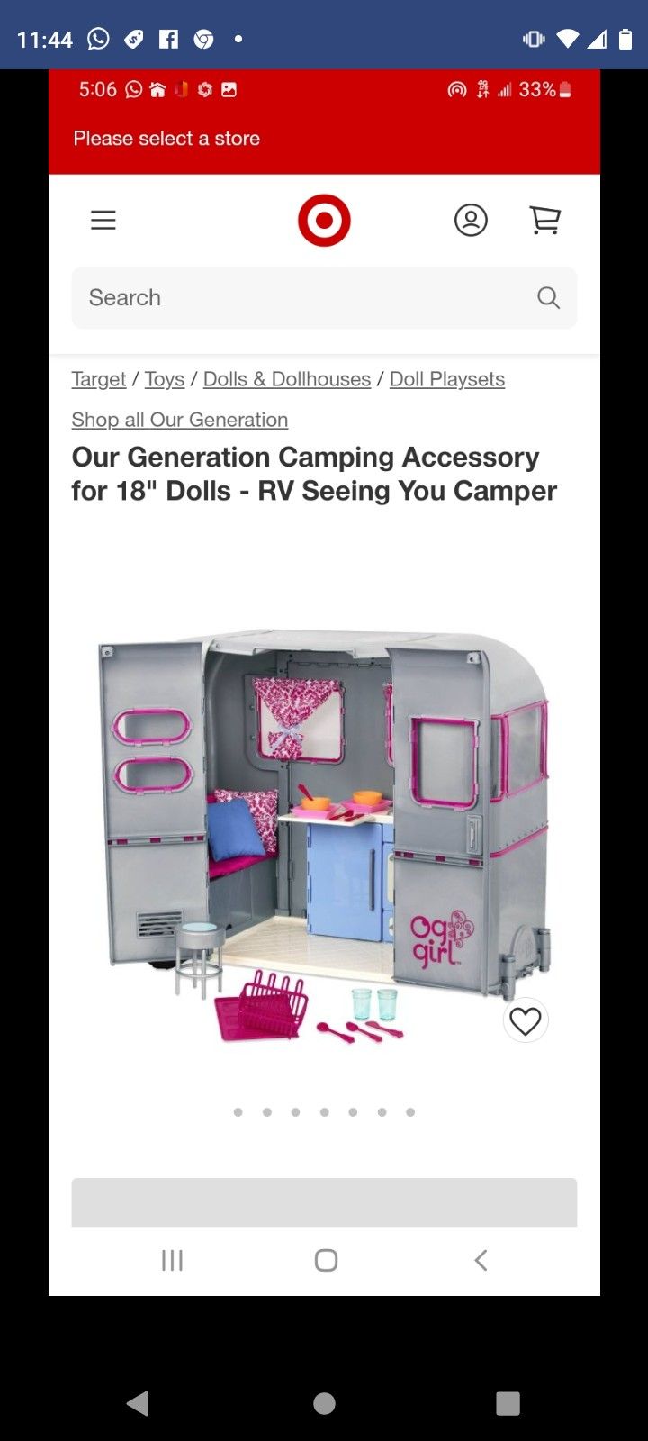 Brand New Your Generation Camper And Accessories For 18 " Doll's 