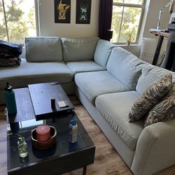 Aspen Tranquil Foam Sectional Sleeper Couch - Blue - 108”